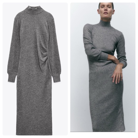 Zara Dresses & Skirts - Zara knit midi dress w/ rouching